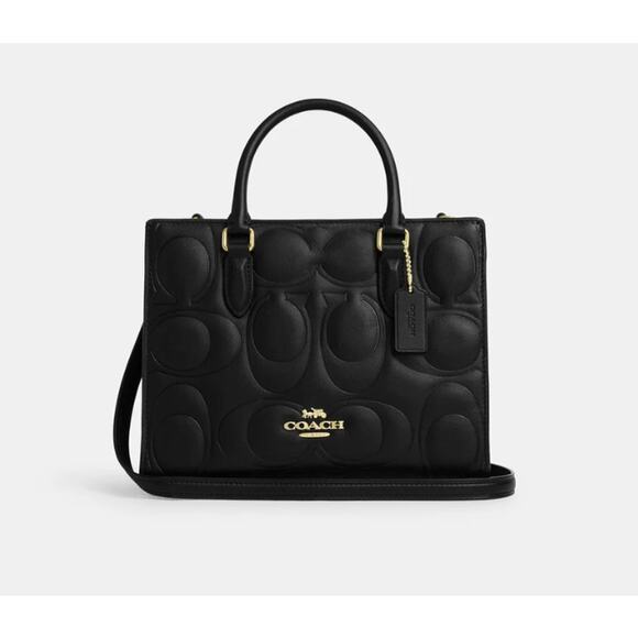 Last 1‼️Coach Maggie Small Tote Bag In Signature Leather  CY670 Black - Picture 1 of 12